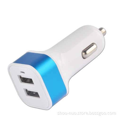 Car charger 3 in 1 with outlet usb port two,for iphone 6 high speed mobile car chargers,for iphone 5 car multi charger